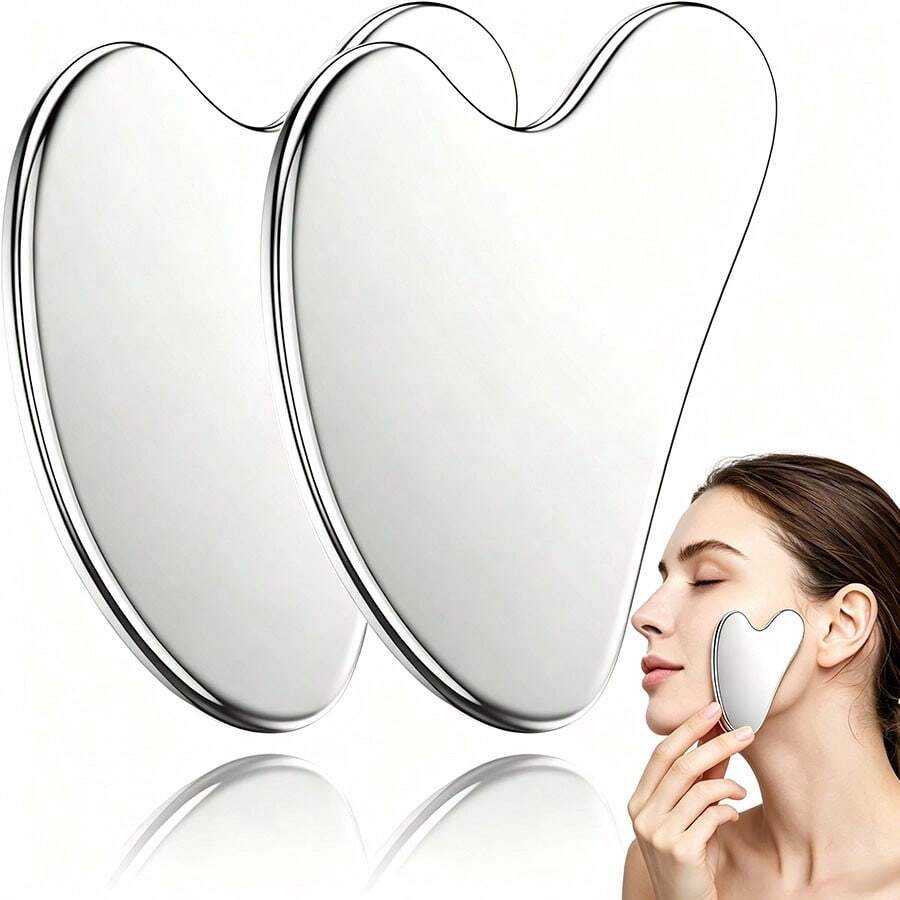 Stainless Steel Gua Sha Facial Tool, Metal Facial And Body Gua Sha Tool, Facial Massage Tool, Suitable For Face, Neck, Body Massage Skincare Scraping Board, Jawline Shaping And Muscle Relaxation - Massage Gua Sha - View 1