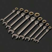 72-Tooth Flexible Head Ratchet Wrench Set, Adjustable Open-End And Box-End Combination Wrench, Thickened Chrome Vanadium Steel Repair Tool For Automotive Narrow Spaces, Men's Tools - 72-tooth Flexible Head Ratchet Wrench Set - View 2