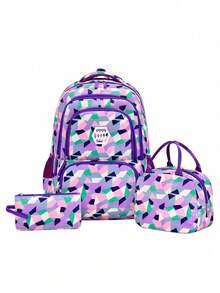 1 Set Plaid Print Backpack, Large Capacity Multi-Compartment Design, Dual Zipper Closure, Suitable For Daily Use And Travel - A - View 11