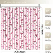 SANRIO 4pcs Multi-Pattern Hello Kitty Bathroom Shower Curtain Set[1pc Shower Curtain 180x180cm+3pcs Mat 38x44cm+38x45cm+45x75cm] - Shower Curtain Set - View 6
