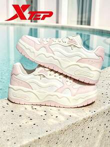 XTEP Women Skateboarding Shoes - Sail White/Fu Shuang Powder - View 1