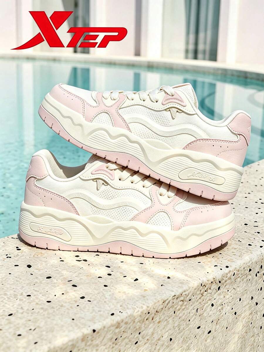 XTEP Women Skateboarding Shoes - Sail White/Fu Shuang Powder - View 1
