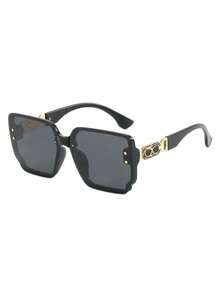 1PC Women's Casual Retro Square Black Oversized Fashion Glasses Suitable For Daily Wear, Decoration And Street Photography - 8367-black - View 6