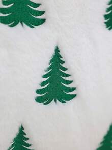 1件裝聖誕樹刺繡抱枕套，節慶裝飾適用於沙發或床邊（秋冬），可機洗，拉鍊式開合（不含枕芯） - 白色 - 查看 2