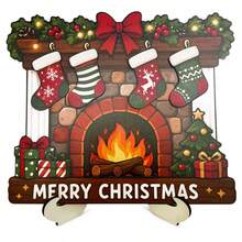 Wooden Christmas Sock Ornament, Desktop Home Kitchen Decor Display Stand, Holiday Party Gift - A - View 6