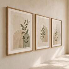 1pc/3pcs Sage Green Botanical Wall Art, Neutral Japandi Arch Prints, Minimal Abstract Botanical Wall Art Poster, Scandinavian Line Geometry Art Prints, Sage Green Modern Neutral Wall Decor, Framed/Frameless - Abstract - View 6