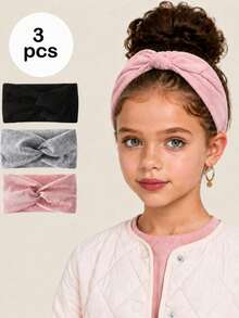 3pcs Minimalist Solid Color Criss-Cross Headbands, Suitable For Girls' Daily Casual Wear - Multicolor - View 11
