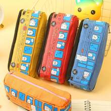1pc Creative Cartoon Style Large Capacity Bus Shaped Pencil Case For Students, Korean Style - Multicolor - View 6