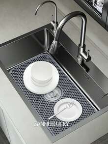 1pc Kitchen Sink Mat, Honeycomb Hollow Drainage Pad, Dish Sink Protector Mat With Drain Hole, Anti-Scratch Anti-Slip Sink Liner - Multicolor - View 9
