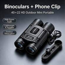40X22 High Power HD Binoculars, Portable Compact Binocular Telescope With Phone Photography Adapter, Low Light Night Vision For Outdoor Hiking Bird Watching Travel - A - View 3