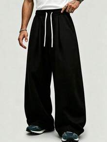 New Men's Casual Long Pants Drawstring Minimalist Design Dual Side Pockets Portable Storage Sports Style - Grey - View 1