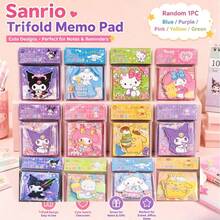 SANRIO 1pc/3-Fold Sticky Note Pad, Cute Character Foldable Design, Themed Cute Stationery Accessory, Decorative Memo Pad, Planner/Journal Supplies, Scrapbook Decoration Accessory, Desktop Stationery, Creative Gift, Pink/Yellow/Purple/Blue/Green (Random Color Style) - Multicolor - View 1