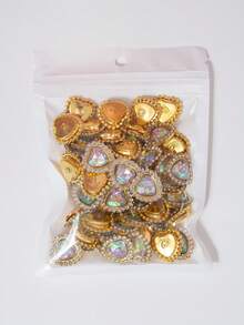 20/35/60/95pcs/Bag Mixed Color, Solid Color Heart-Shaped Rhinestone Decor With Gold Base, Suitable For Phone Cases, Bags, Shoes, Clothing Accessories And Jewelry Making DIY Crafts, Multiple Colors Available - Heart-shaped Diamond - View 73