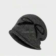 1pc Elegant Cute Bow Acrylic Fine Fleece New Style Knitted Beanie Hat For Women, Large Head Circumference, Warm Ear Protection Slouchy Hat, Spring Autumn Winter - One Size Fits All - View 4