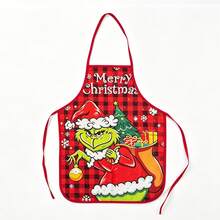 The Grinch 1pc Christmas Series Printed Apron, Waterproof & Stain-Resistant, Creative & Funny Kitchen Apron, Christmas Decoration - Multicolor - View 9