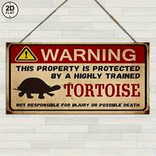 2D Wooden Humorous Turtle Warning Sign, Wooden Plaque Outdoor Garden Decor Sign, Yard Fence Patio Wall Hanging, Gardening Enthusiast Gift - TM14 - View 4
