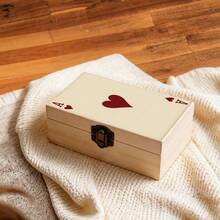 Single Wooden Storage Box, Heart-Shaped Ace Design, Perfect As A Gift For Organizing Small Items, Card Collection, Jewelry Storage, Desktop Organization, And Vintage Home Decor - Multicolor - View 5