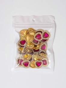 20/35/60/95pcs/Bag Mixed Color, Solid Color Heart-Shaped Rhinestone Decor With Gold Base, Suitable For Phone Cases, Bags, Shoes, Clothing Accessories And Jewelry Making DIY Crafts, Multiple Colors Available - Heart-shaped Diamond - View 33