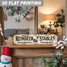 2D Flat Vintage Reindeer Barn Metal Sign - Rustic Farmhouse Wall Art Decor, 3.94X15.75 Inches, Christmas Decorative Plaque, Suitable For Home, Kitchen, Entryway, No Electricity Required (Random Style) - A - View 6