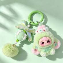 1pc Sweetheart Big Ear Plush Keychain, Cute Cartoon Bag Pendant For Adults, Fashion Solid Color Plastic Inner Chain Key Ring, Bag Accessory - Multicolor - View 11