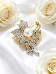 1pc Exquisite Floral Pearl Decorated Brooch, Elegant Luxury Fashion Women's Lapel Pin, Suitable For Wedding, Banquet, Daily Wear, Party Fashion Decorative Accessory - Multicolor - View 8