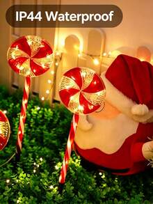 Christmas Lollipop Solar String Lights, Waterproof Solar LED Ground Stake Lights, Auto Charging, 8 Hours Working Time, Cute Lollipop Pattern Design, Suitable For Garden, Flower Bed, Pathway, Porch And Christmas Party Decoration - Multicolor - View 9