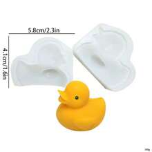 1pc Cartoon Simple Yellow Duck Silicone Mold, Handmade Simple Desktop Decoration, Can Be Made Of Resin Dropper Or Clay, Easy To Demold, And Reusable Mold. - White - View 3