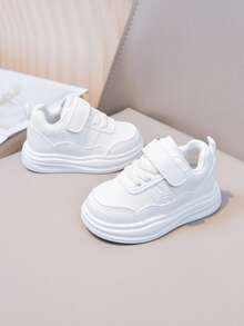 1 Pair Baby Soft Sole White Sneakers, Suitable For All Seasons - White - View 4