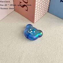 Solid Color Dripping Oil Smiling Face Acrylic Bear Head Pendant DIY Handmade Keychain Bag Hanging Accessories Gift Matching - Multicolor - View 20
