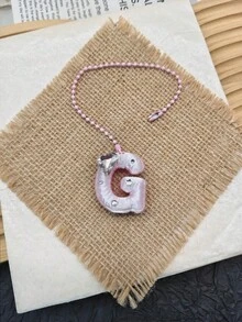 You Can Make Your Own White Diamond Letter Car Rearview Mirror Hanger. It Features A Silver Bead Chain Design, With An Elegant Shiny Cream Texture. It Can Be Easily Hung On The Car's Rearview Mirror And Is A Charming Interior Decoration For Your Car. - Letter Pendant - View 21