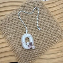 You Can Make Your Own White Diamond Letter Car Rearview Mirror Hanger. It Features A Silver Bead Chain Design, With An Elegant Shiny Cream Texture. It Can Be Easily Hung On The Car's Rearview Mirror And Is A Charming Interior Decoration For Your Car. - Letter Pendant - View 31