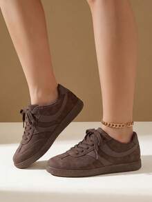 TCVC Women's Daily Casual Colorblock Training Shoes, Versatile Comfortable Sports Sneakers - Brown - View 4