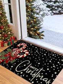 1 buah Keset Selamat Datang Motif Permen Tongkat Natal Anti Selip Timbul 3D, Dekorasi Teras Depan Warna Hitam, Cocok untuk Pintu Masuk, Ruang Belajar, Samping Tempat Tidur, Keset Lantai, Luar Ruangan, Mudah Dibersihkan, Anti Selip, Cepat Kering, Sepanjang Musim, Dapat Dicuci - A - View 8