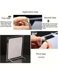 High Transparency Acrylic Photo Frame Stand, Dual-Use Vertical & Horizontal Desktop Display, Metal Support Legs Stable & Clear, Minimalist Luxury Nordic Style, Suitable For Living Room, Study, Office Desk, Home Photos, Certificates, Memorabilia, Home Decor Ornament - Acrylic Photo Frame - View 4