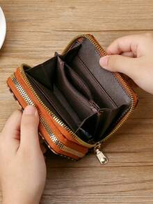 Fashionable And Personalized Double Zipper Multiple Colors To Choose From Multifunctional Coin Wallet Leopard Print Pattern Card Holder Multi Card Storage Card Suitable For Storing Credit Cards For Women Wallet Mini Wallet Purse Wallet Small Wallet Cute Wallet - Multicolor - View 9