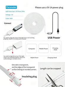 1件裝 LED 霓虹燈條,1~5m RGB 燈條附 24 鍵多功能遙控器,多色可調,防水霓虹燈條,適用於臥室、房間、居家派對裝飾、室內客廳照明、戶外場景裝飾、聖誕節、萬聖節節日裝飾 - 彩色光 - 查看 8