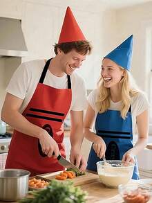 3PCS Colorful Crayon Apron And Funny Gnome Cone Hat Set, Suitable For Adult Costume Party, Halloween Party And Christmas Group Cosplay Outfit, Unisex World Book Day Costume - Color - View 3