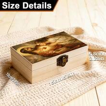 1pc Handmade Wooden Storage Box With Sacred Heart Pattern, Perfect As Gift, Accessory And Keepsake. Ideal For Home Altar, Prayer Area And Religious Decor Display - Multicolor - View 3
