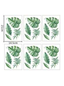 6pcs/Set Leaf Print Wall Stickers, Green Self-Adhesive Wall Decals, For Home Decor, Stickers, Wall Stickers, For Home Decoration Items, Spring Decoration Items Refresh Your Home, Holiday Decoration Stickers Gift Birthday Graduation - Multi-color - View 5