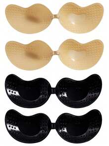 1/2/4 Packs Women Silicone Sticky Invisible Bra, Backless Front Closure, Washable Push Up, A-D Cup, For Wedding Dress & Holiday Gift - Multicolor - View 25