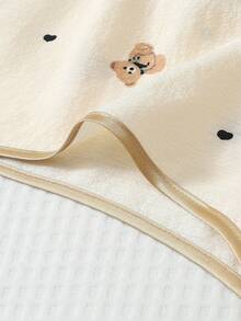 2pcs/Set Women's Comfortable Black Spade Teddy Bear Print Short Sleeve Collared Top And Bowknot Shorts Pajama Set - Apricot - View 7