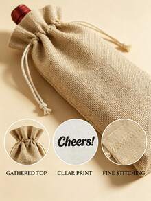 8Pcs Cheers Linen Burlap Wine Bottle Gift Bag Drawstring Wine Cover Sack Reusable Wine Bag For Wedding Holiday Christmas Housewarming Birthday Party Wine Lover Present Decor - Multicolor - View 9