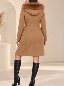 Women Winter Coats - Coffee Brown - View 2
