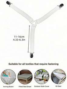 4pcs Black, White Adjustable Elastic Bed Sheets With Transparent Clips - Non-Slip, Easy To Clean Nylon Fasteners For Securing Bedding And Sofa Cushions - Multicolor - View 3