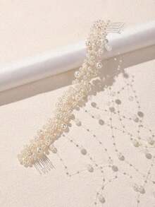 1pc Handmade Pearl Pendant Tassel Hair Clip, Exquisite Cross-Border European And American Style Hair Accessory, Bohemian Vintage Long Dangle Pearl Tassel Hair Comb, Suitable For Party, Daily Or Formal Occasions - Multicolor - View 5