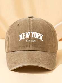 1pc Letter Pattern Couple Baseball Cap, All-Season Comfortable Breathable Unisex Trucker Hat, Vintage Solid Color Dad Hat, Suitable For Beach, Vacation - Multicolor - View 3