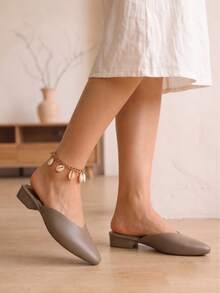 Women's Casual Versatile Commute Metal Decor Slip-On Flat Shoes - Brown - View 5