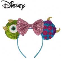 Disney Monsters Inc. Minnie Mouse Ear Pink Sequin Bow Headband - View 8