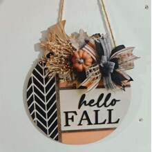 "Hello Fall" Front Door Hanging Decor, Autumn Wreath, Front Door Decoration, Porch Decor, 3D Autumn Wreath, 2D Letter, Home Decor, Ou - Multi-color - View 6