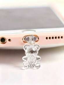 2pcs Transparent Bear Phone Charging Port Dust Plug Charm, Cute Mini Bear Pendant, Purple, Clear Or Pink Phone Accessory For Girls And Women - Multicolor - View 8